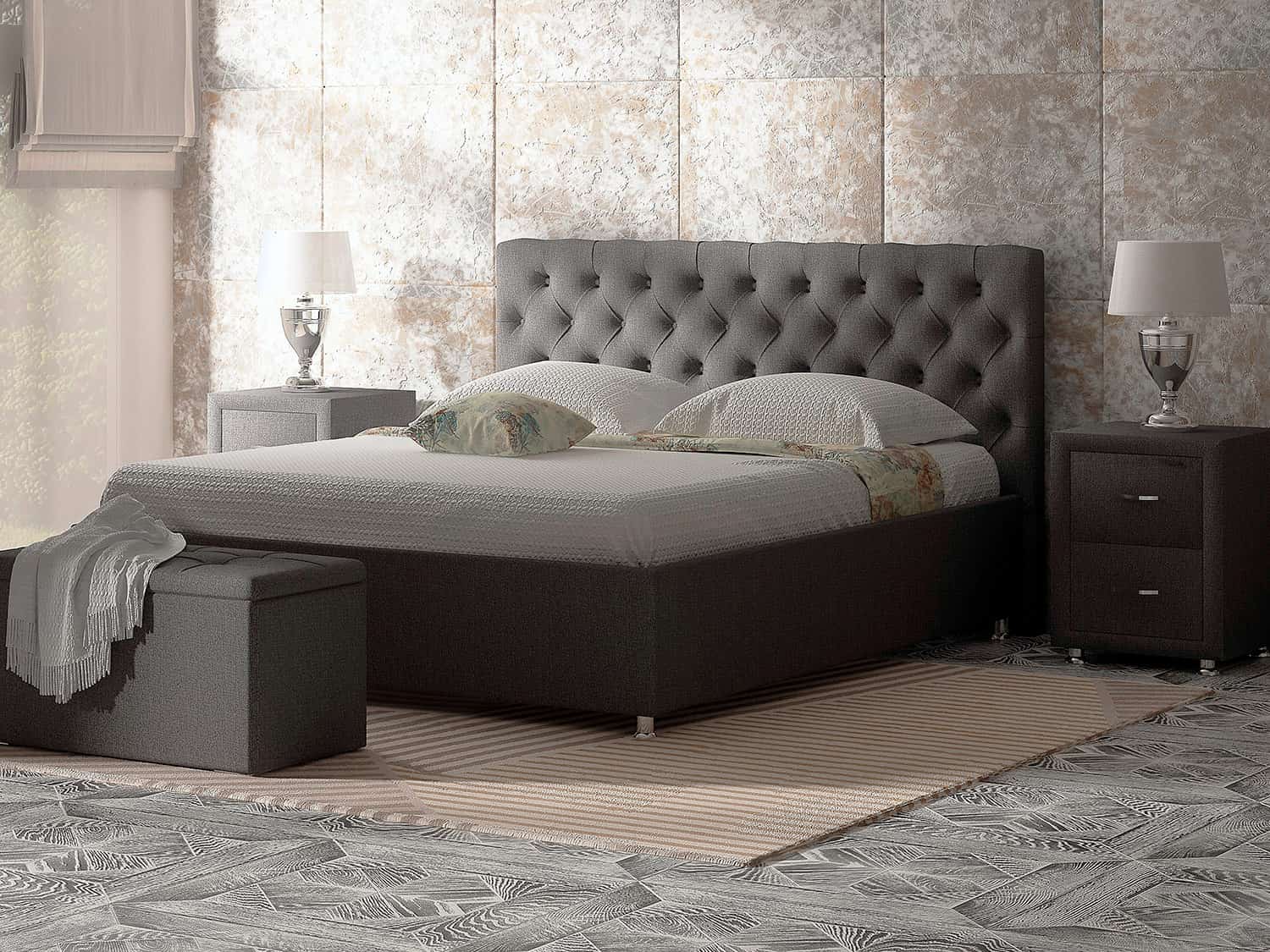 Кровать Parma - кровать с подъемным механизмом и высоким изголовьем (каретная стяжка)